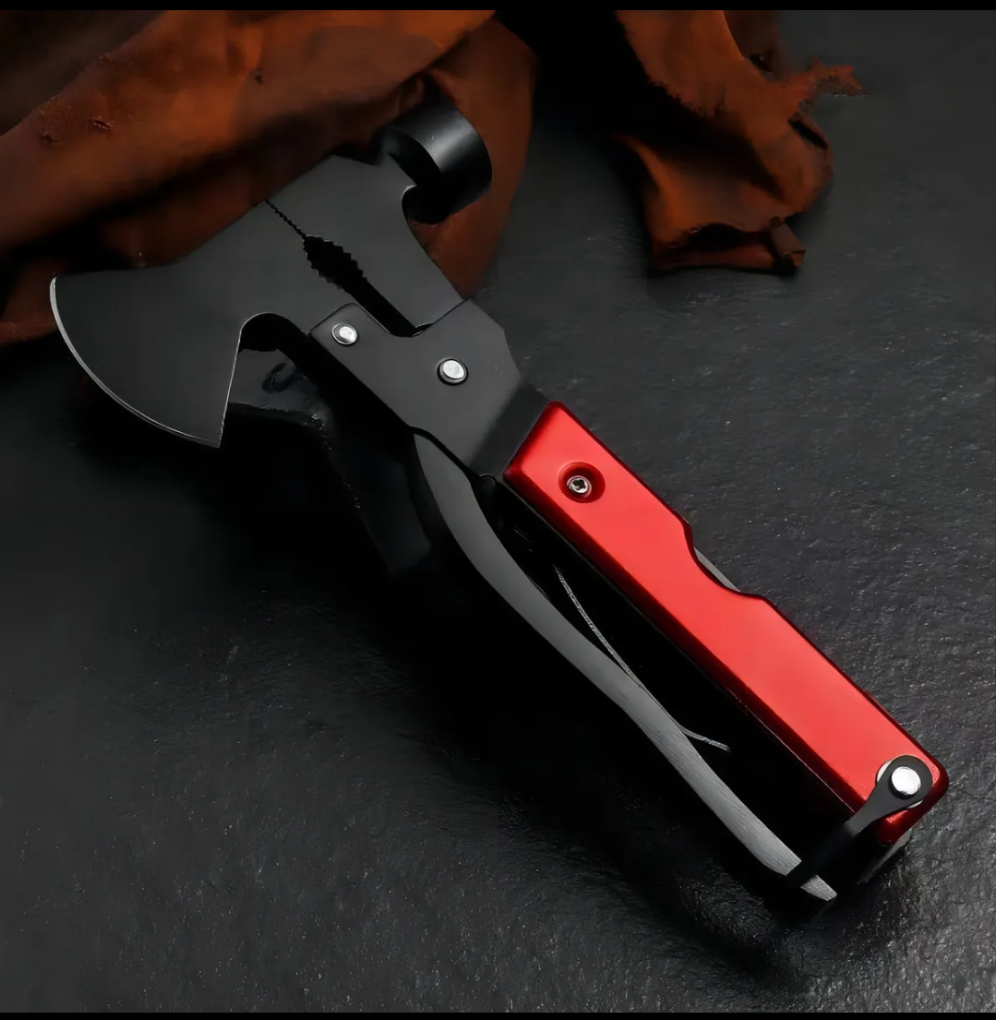 Multiherramienta Profesional de Camping y Aventura – Negro/Rojo