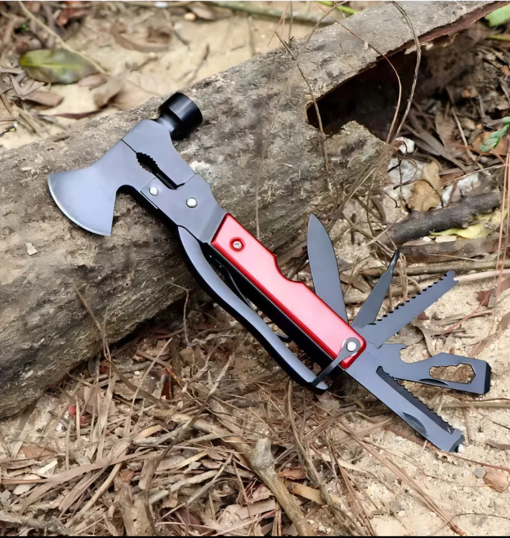 Multiherramienta Profesional de Camping y Aventura – Negro/Rojo