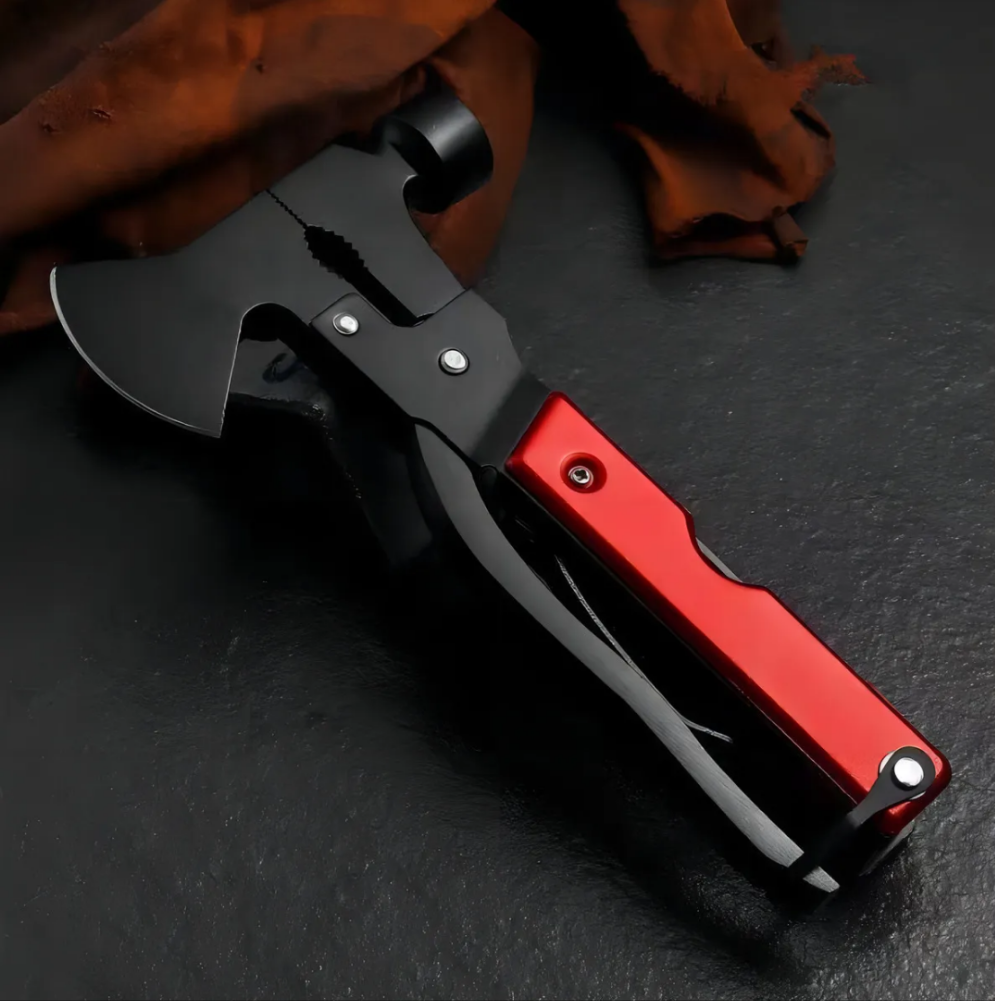 Multiherramienta Profesional de Camping y Aventura – Negro/Rojo