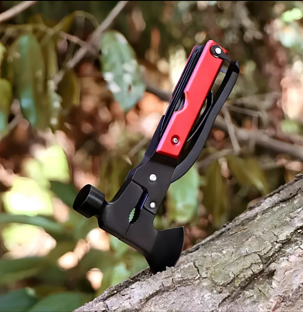 Multiherramienta Profesional de Camping y Aventura – Negro/Rojo