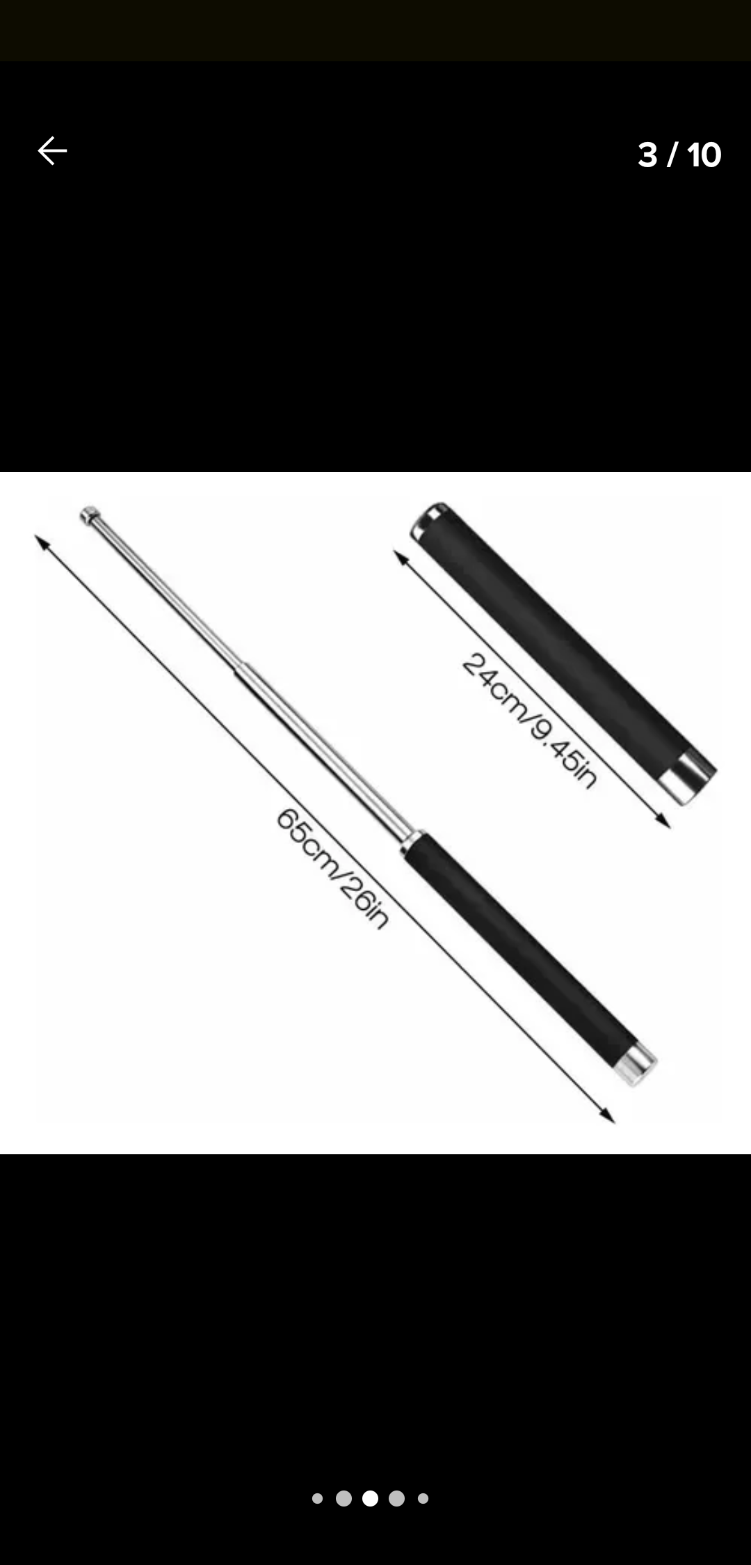 Bastón Retráctil 65 cm + Manopla de Supervivencia