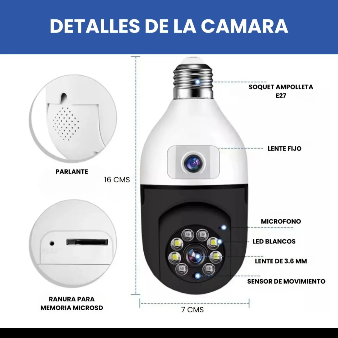 Camara Seguridad Wifi FullHD Doble Lente Fijo Jortan JT-9696