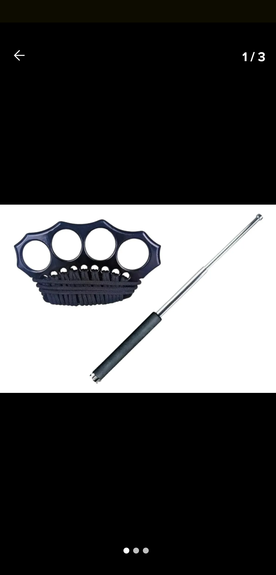 Bastón Retráctil 65 cm + Manopla de Supervivencia