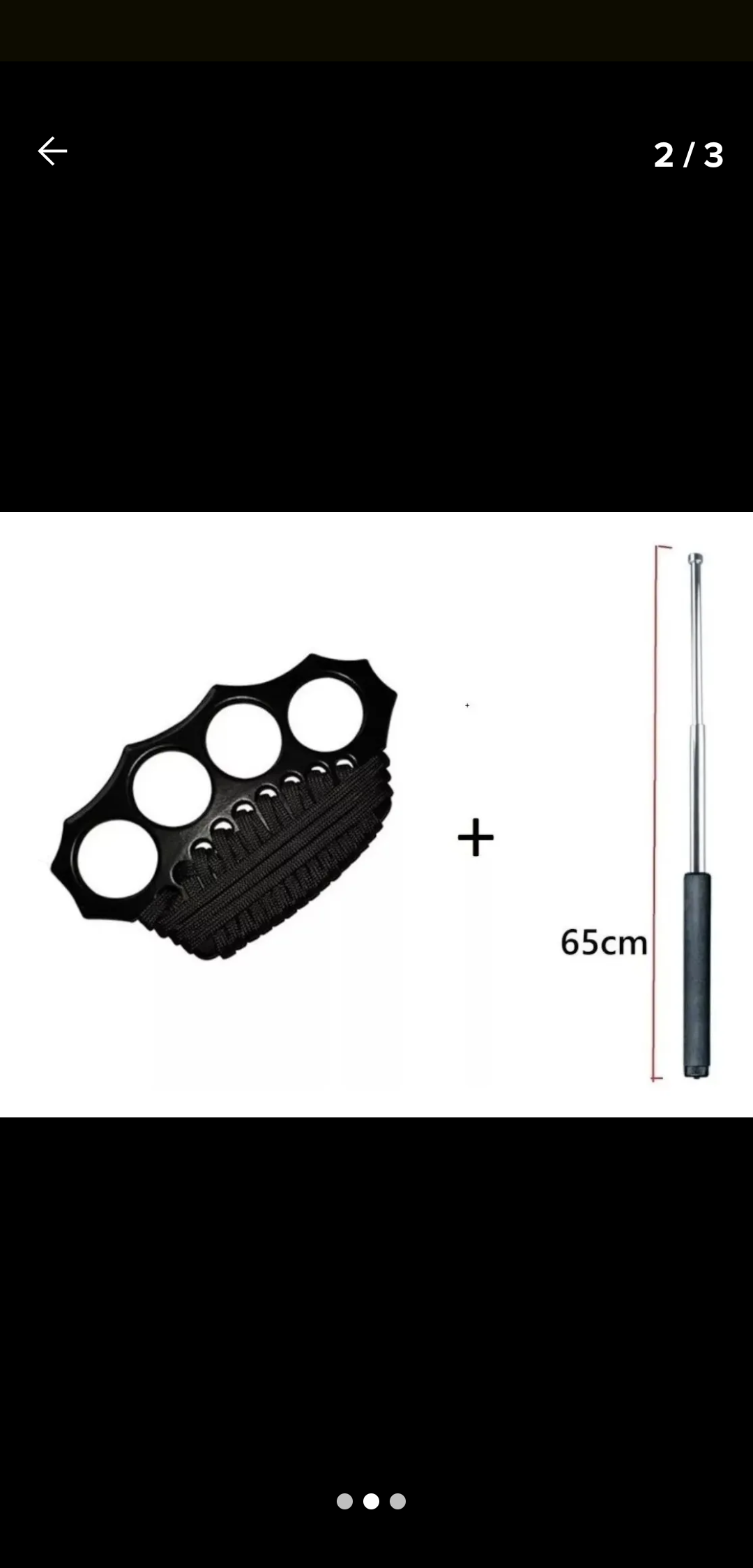 Bastón Retráctil 65 cm + Manopla de Supervivencia
