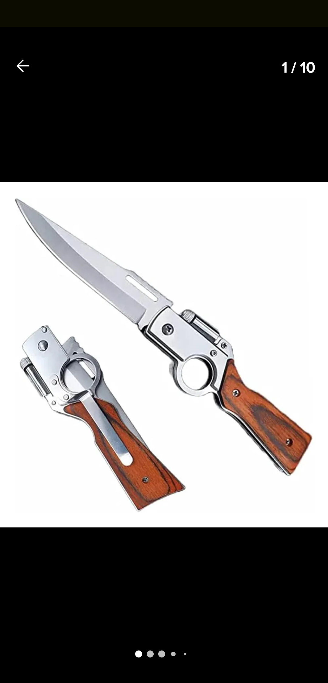 Navaja de Supervivencia Semi-Automática – Mango de Madera con Linterna