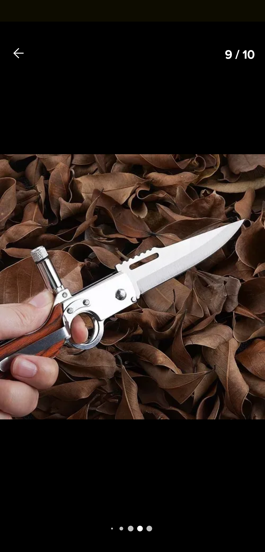 Navaja de Supervivencia Semi-Automática – Mango de Madera con Linterna